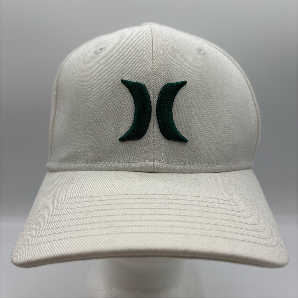 New Era Hurley Green Logo Embroidered Men’s White HC39Thirty S/M Stretch Fit Hat